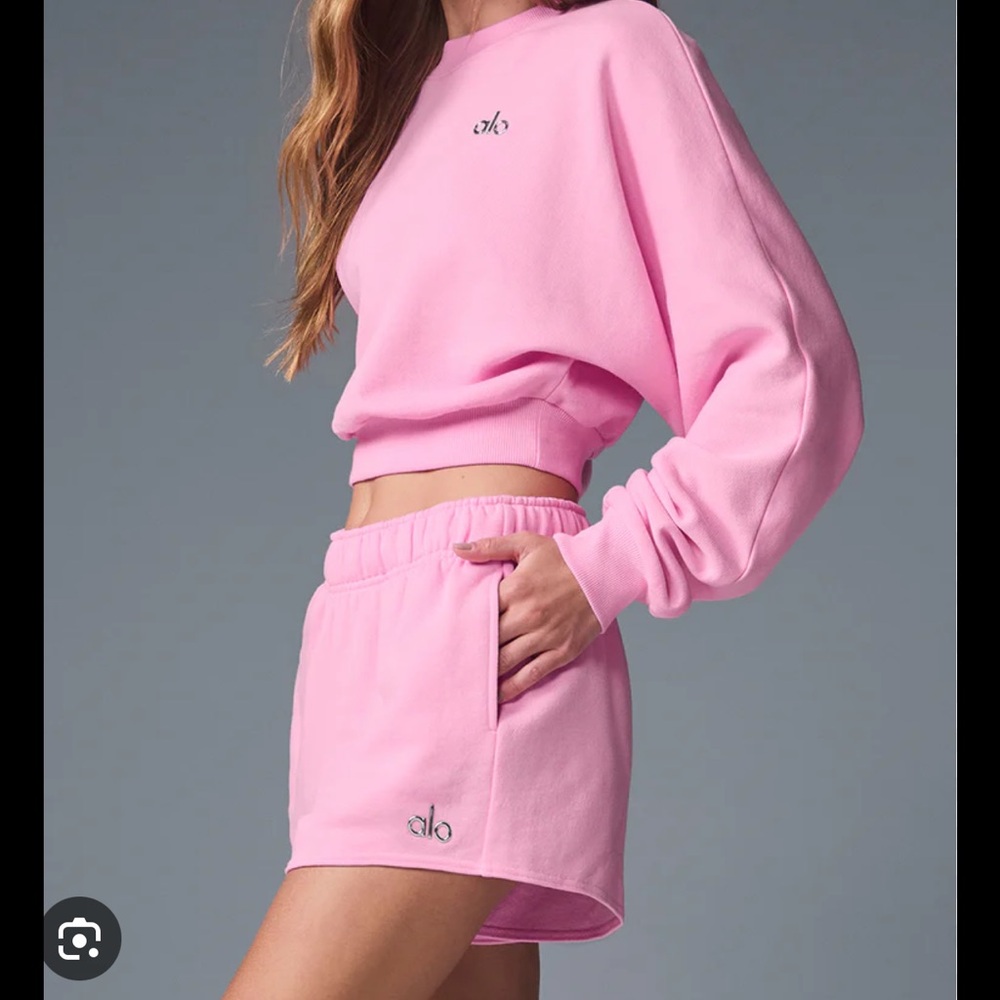 ALO Yoga Pink Crew Neck Sweater